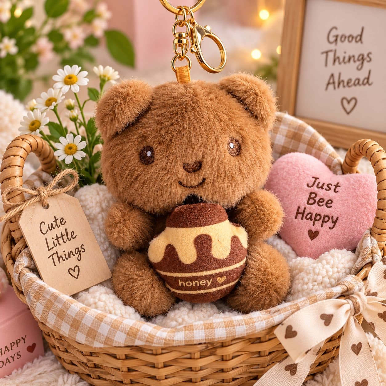 Plush bear keychain